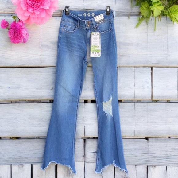 REWASH NWT HIGH RISE FIT & FLARE TAGS DENIM JEANS PANTS ULTRA STRETCH HIGH RISE - Picture 1 of 10